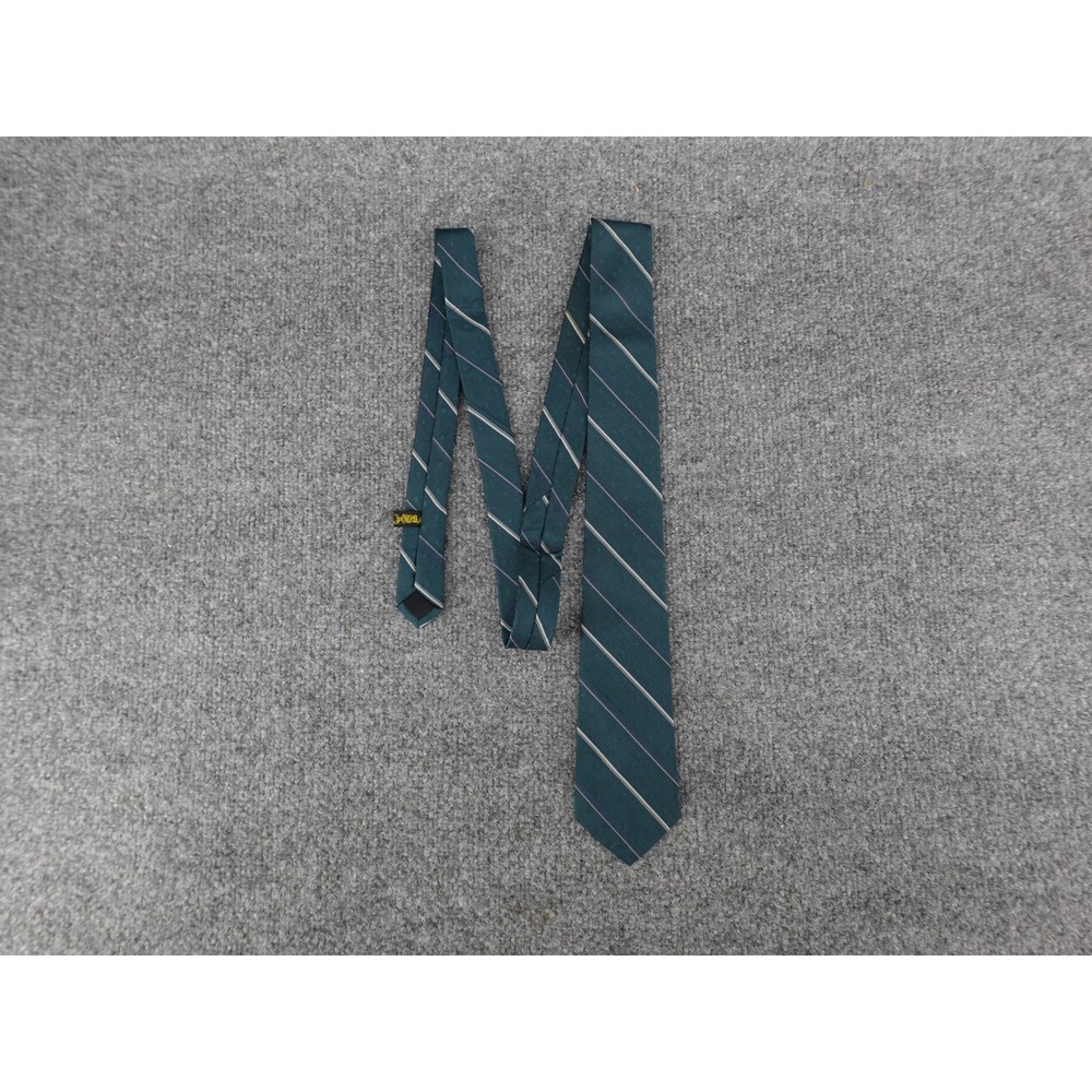 Elan Necktie Mens OS Teal Striped Pure Silk Made in USA Classic Professional‎